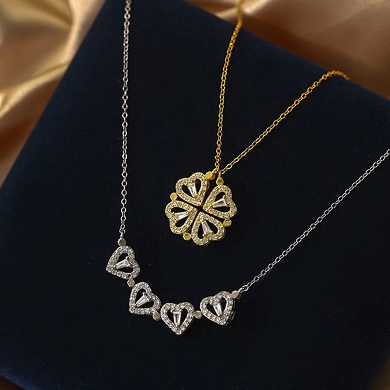 Heart Shaped 2 Ways Wearing Pendant Magnetic Necklace